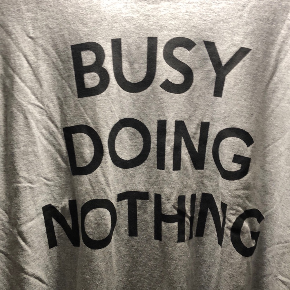 Casual Gray Tee with Bold Black Text